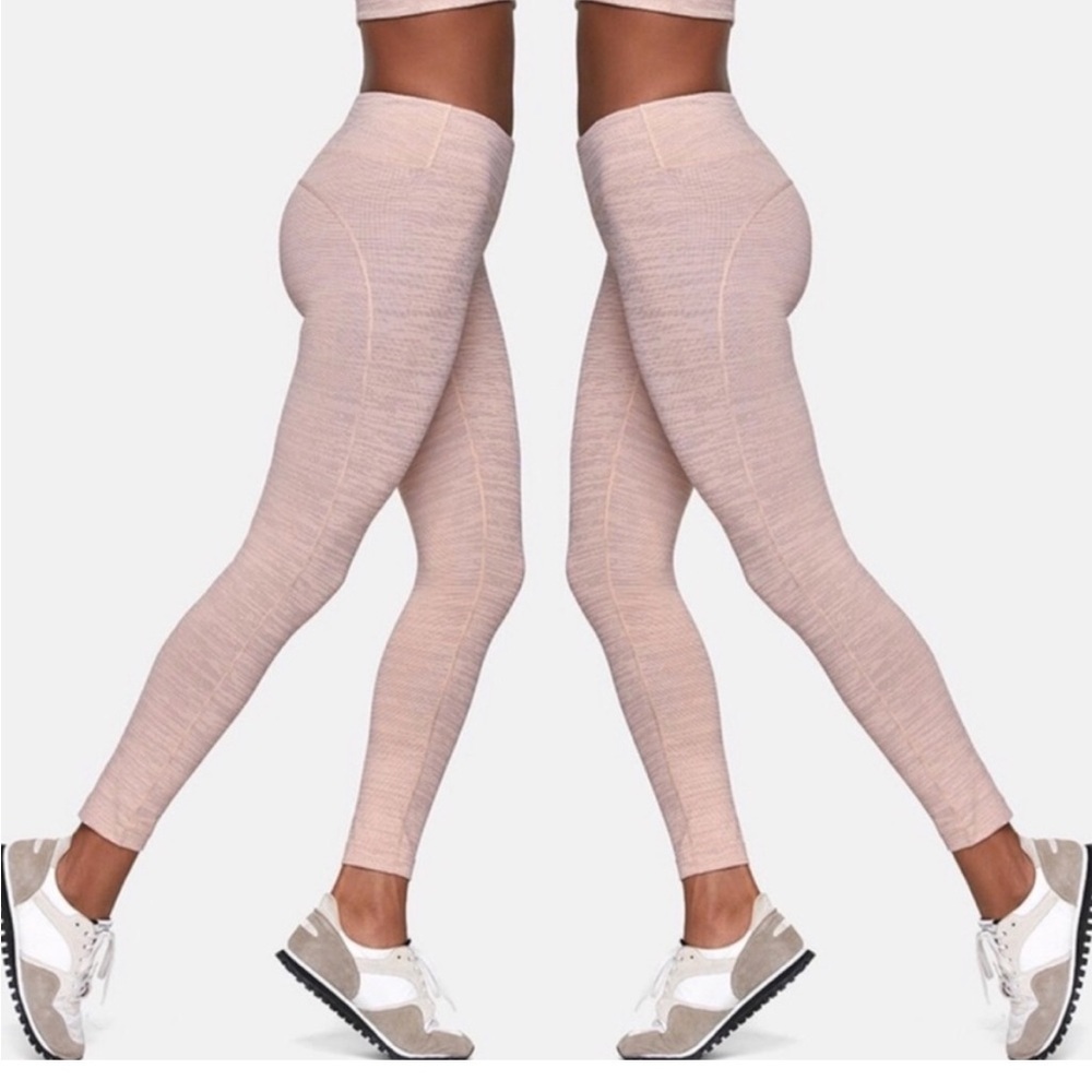 Outdoor Voices leggings in pink & gray stripe size small